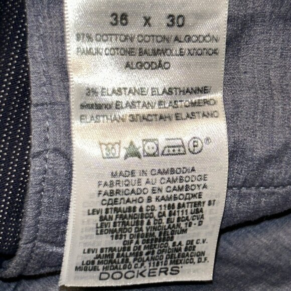 Dockers Pacific Collection Men's Modern Khaki Striped Blue Dress Pants 36X30 - Picture 5 of 7